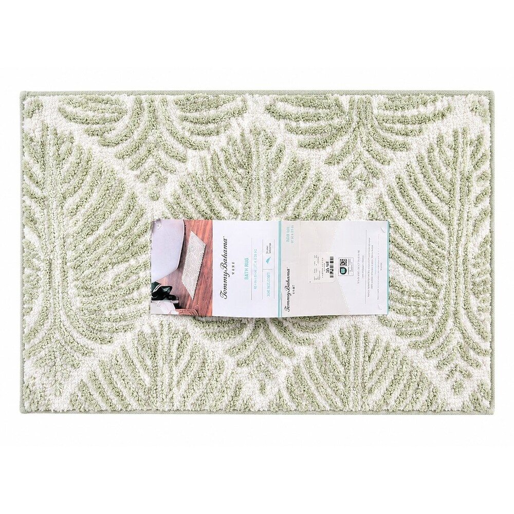 Tommy Bahama Bathroom Rug Green White Skid Resistant Machine Washable 17x 24